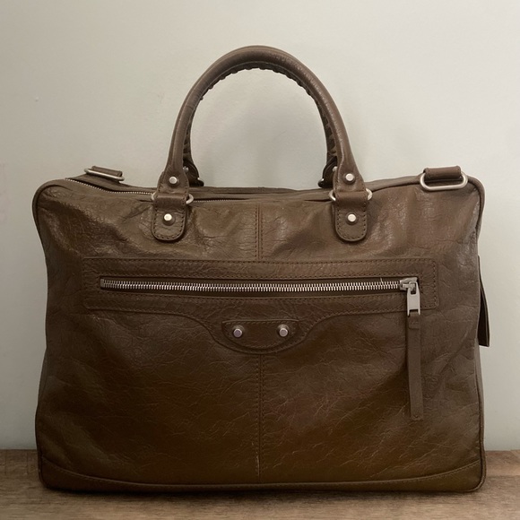 Authentic Balenciaga Agneau Classic - Brown - Uni-sex Briefcase / Travel Bag - Picture 1 of 10